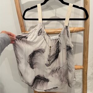 A.L.C. Silk Feather Black and White Top
